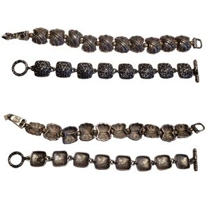 Premier Designs Lot Of 2 Silver Tone Bracelets Chunky Modern Maximalist Funky